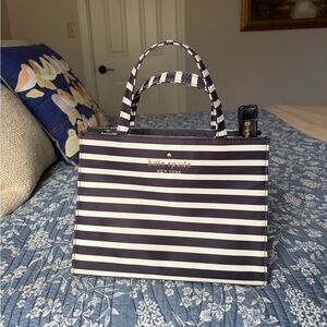 Kate Spade Black and White Striped Satchel